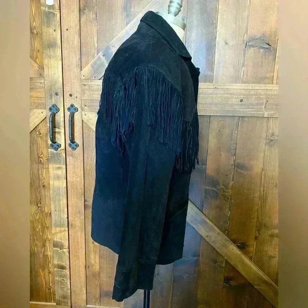 Vintage 90s Minnetonka Western Suede Fringe Jacket Relaxed Fit With Tags Men’s L